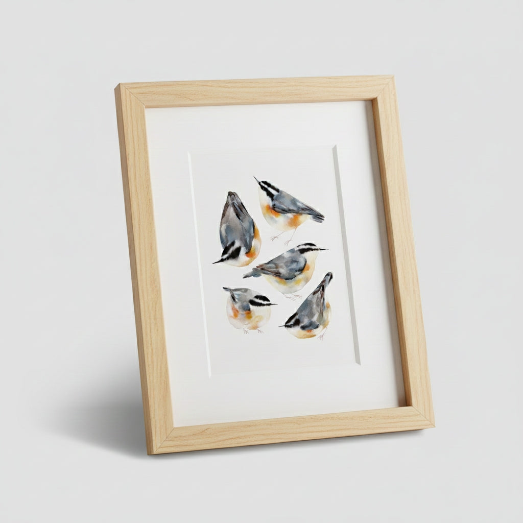 Framed Giclée Art Print "Nuthatches"