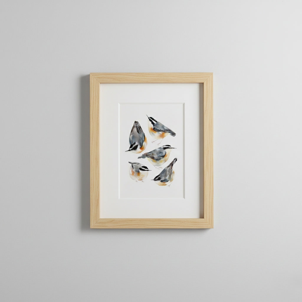 Framed Giclée Art Print "Nuthatches"
