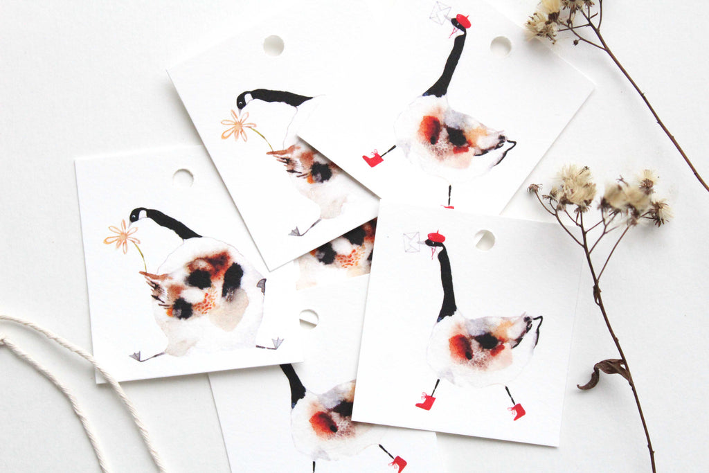 Watercolour Gift Tags "Geese"