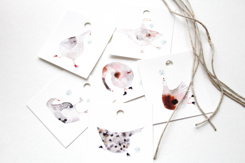 Watercolour Gift Tags "Ice Rink"