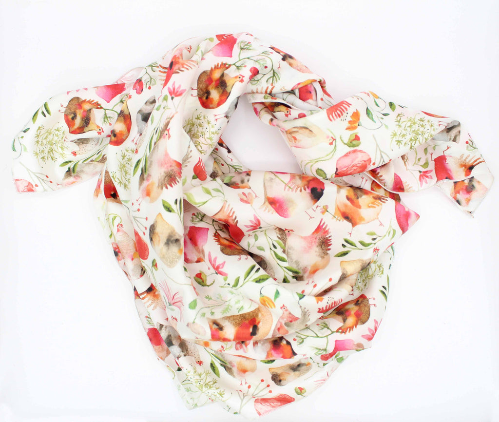 PREORDER Silk charmeuse square scarf Wildflowers