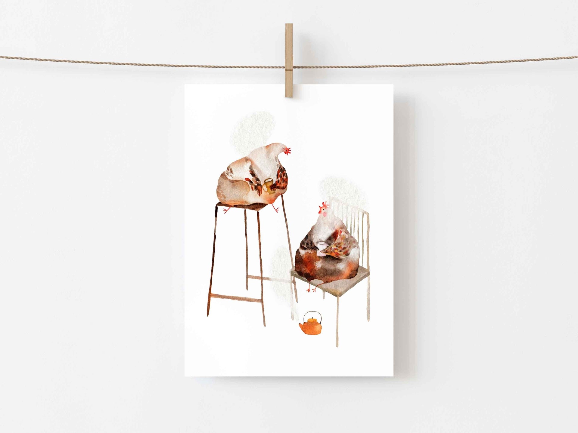 Art Print "Chatting over a cup of tea" 10"x8"