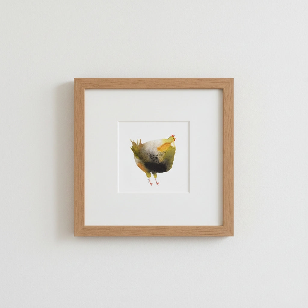 Framed Giclée Art Print "Greenish Chicken"