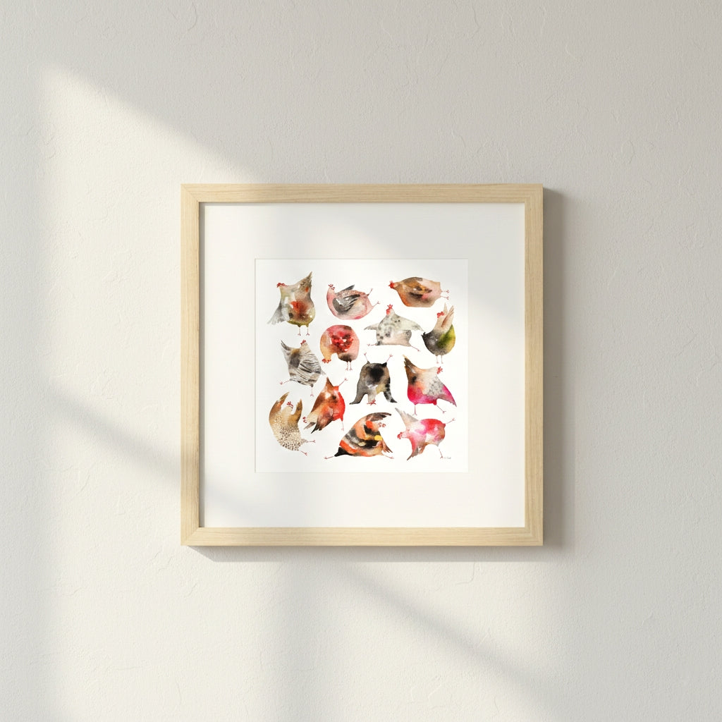 Framed Giclée Art Print "Chicken Yoga"