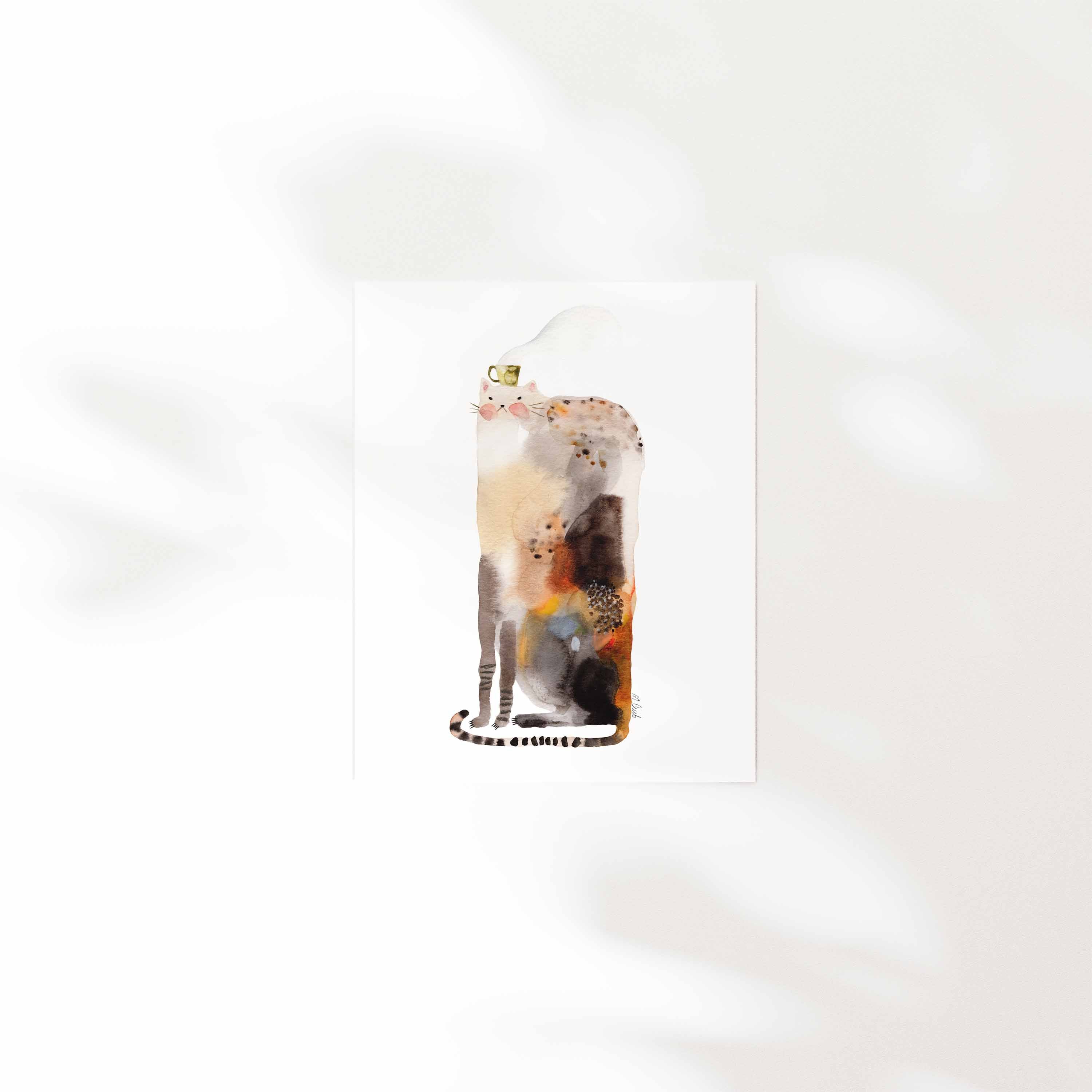 Art Print "Tea Cat" 11"x14"